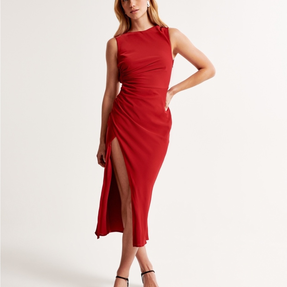 NWT - Abercrombie & Fitch - Draped High-Neck Shell Midi Dress - M